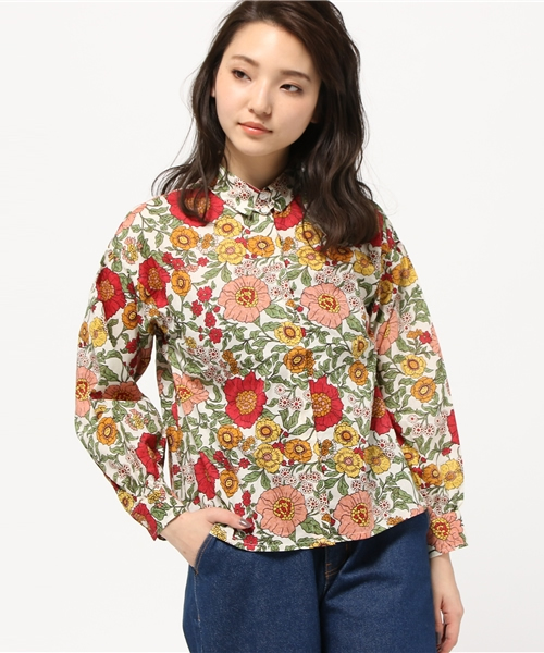 E hyphen world gallery MANIA（イーハイフンワールドギャラリーマニア）の「M ルーズパフスリーブブラウス（シャツ/ブラウス・レディース・オフホワイト/マルチ/ネイビー・FREE）」の11枚目の写真