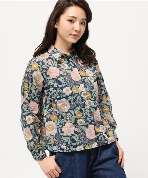 E hyphen world gallery MANIA（イーハイフンワールドギャラリーマニア）の「M ルーズパフスリーブブラウス（シャツ/ブラウス・レディース・オフホワイト/マルチ/ネイビー・FREE）」の15枚目の写真