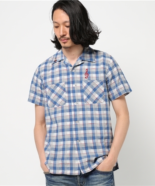 HYSTERIC GLAMOUR（ヒステリックグラマー）の「HILLBILLYS刺繍 半袖オープンカラーSH（シャツ/ブラウス・メンズ・イエロー系その他/レッド系その他・MEDIUM/SMALL/LARGE）」の6枚目の写真