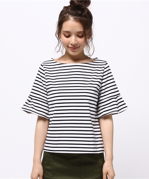archives（アルシーヴ）の「度詰め天竺Tシャツ（Tシャツ/カットソー・レディース・オフホワイト/ネイビー/オレンジ/カーキ/ブラック・MEDIUM）」の6枚目の写真
