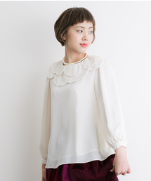 merlot plus | ダブルフラワー襟ブラウス2525(シャツ/ブラウス)