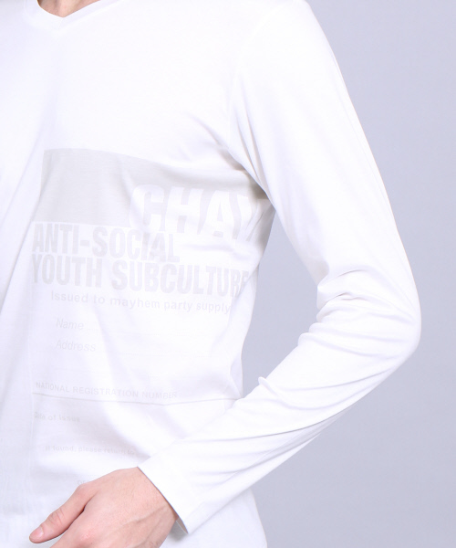 5351 POUR LES HOMMES（ゴーサンゴーイチプールオム）の「シルフィースムースプリントＶネック（Tシャツ/カットソー・メンズ・オフホワイト/カーキ/ブラック・2/3/1）」の11枚目の写真