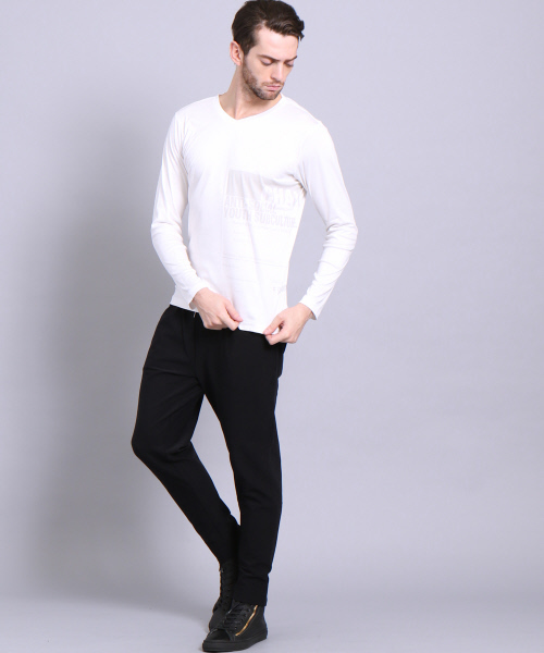5351 POUR LES HOMMES（ゴーサンゴーイチプールオム）の「シルフィースムースプリントＶネック（Tシャツ/カットソー・メンズ・オフホワイト/カーキ/ブラック・2/3/1）」の10枚目の写真