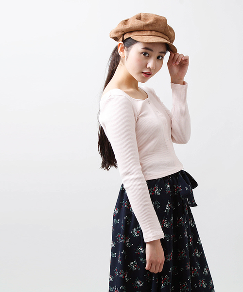 WEGO（ウィゴー）の「WEGO/スナップボタン2WAYリブピチカットソー（Tシャツ/カットソー・レディース・ホワイト/ブラック/ライトピンク/杢グレー・FREE）」の18枚目の写真