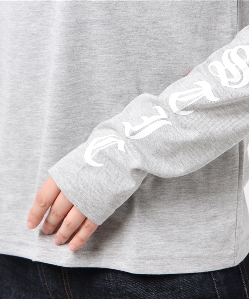 Honeys（ハニーズ）の「袖ロゴプリントＴシャツ（Tシャツ/カットソー・レディース・ブラック/カーキ/オフホワイト/杢グレー・S/M/L）」の9枚目の写真