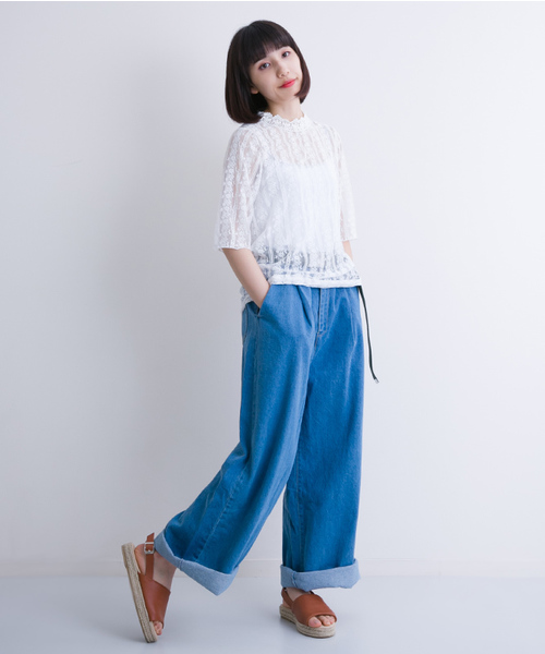 MERLOT（メルロー）の「スタンドカラーレースブラウス1047（シャツ/ブラウス・レディース・ホワイト/ブラック・FREE）」の8枚目の写真