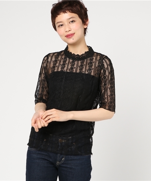 MERLOT（メルロー）の「スタンドカラーレースブラウス1047（シャツ/ブラウス・レディース・ホワイト/ブラック・FREE）」の15枚目の写真