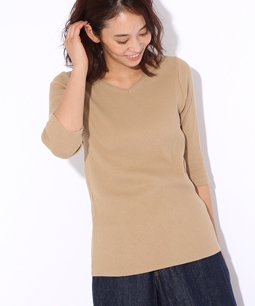 niko and...（ニコアンド）の「ウネウネリブ7分丈プルオーバー（Tシャツ/カットソー・レディース・レッド/ブラック/グレー/オフホワイト/ベージュ・MEDIUM/LARGE）」の5枚目の写真