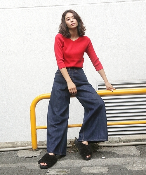 niko and...（ニコアンド）の「ウネウネリブ7分丈プルオーバー（Tシャツ/カットソー・レディース・レッド/ブラック/グレー/オフホワイト/ベージュ・MEDIUM/LARGE）」の13枚目の写真