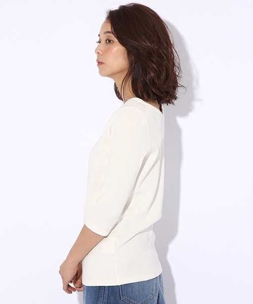 niko and...（ニコアンド）の「ウネウネリブ7分丈プルオーバー（Tシャツ/カットソー・レディース・レッド/ブラック/グレー/オフホワイト/ベージュ・MEDIUM/LARGE）」の15枚目の写真