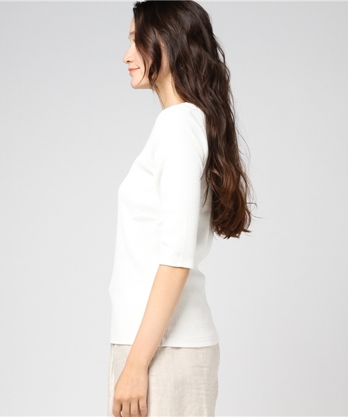 niko and...（ニコアンド）の「ウネウネリブ7分丈プルオーバー（Tシャツ/カットソー・レディース・レッド/ブラック/グレー/オフホワイト/ベージュ・MEDIUM/LARGE）」の7枚目の写真