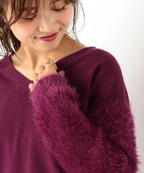 archives（アルシーヴ）の「袖ファープルオーバー（ニット/セーター・レディース・オフホワイト/パープル/グレー/ブラック/ラベンダー・MEDIUM）」の5枚目の写真