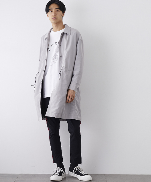 DIET BUTCHER（ダイエットブッチャー）の「【DIET BUTCHER SLIM SKIN】エンブロイダリーロングコーチコート（ステンカラーコート・メンズ・ブラック/グレー・1/2）」の10枚目の写真