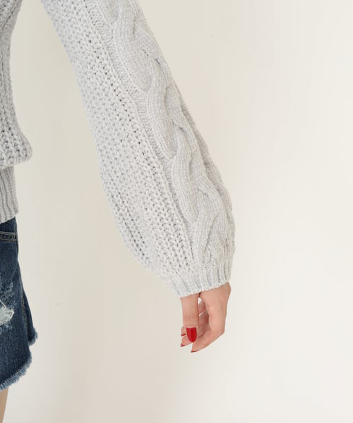 ENVYM（アンビー）の「ケーブルモールＶネックニット（ニット/セーター・レディース・ホワイト/グレー/ピンク/ブルー・FREE）」の13枚目の写真