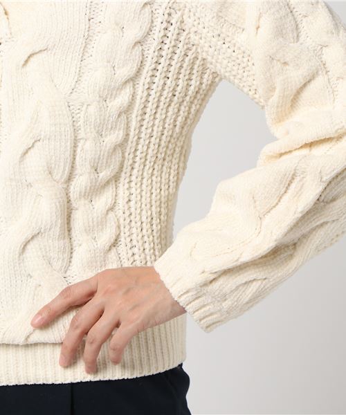 ENVYM（アンビー）の「ケーブルモールＶネックニット（ニット/セーター・レディース・ホワイト/グレー/ピンク/ブルー・FREE）」の8枚目の写真