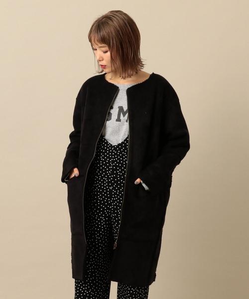 Another Edition(アナザーエディション)の「フェイクボアリバーシブルコート(ノーカラージャケット・レディース・ブラック/ブラウン/モカ・MEDIUM/SMALL)」の2枚目の写真
