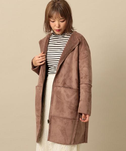 Another Edition(アナザーエディション)の「フェイクボアリバーシブルコート(ノーカラージャケット・レディース・ブラック/ブラウン/モカ・MEDIUM/SMALL)」の3枚目の写真