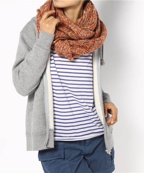 coen（コーエン）の「ミックスニットスヌード（ストール/ショール・レディース・オレンジ/ブラウン/イエロー/ケリー/ネイビー/ホワイト/レッド・フリー）」の7枚目の写真