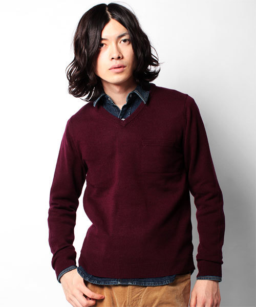 NANO universe（ナノユニバース）の「エアーヤーン Vネックニット（ニット/セーター・メンズ・ネイビー/ライトグレー/チャコール/ブラック/ブルー/エンジ/レッド/オレンジ/ピンク・SMALL/MEDIUM/LARGE）」の7枚目の写真