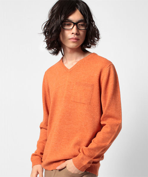 NANO universe（ナノユニバース）の「エアーヤーン Vネックニット（ニット/セーター・メンズ・ネイビー/ライトグレー/チャコール/ブラック/ブルー/エンジ/レッド/オレンジ/ピンク・SMALL/MEDIUM/LARGE）」の9枚目の写真