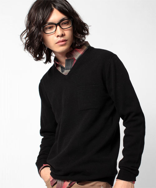 NANO universe（ナノユニバース）の「エアーヤーン Vネックニット（ニット/セーター・メンズ・ネイビー/ライトグレー/チャコール/ブラック/ブルー/エンジ/レッド/オレンジ/ピンク・SMALL/MEDIUM/LARGE）」の2枚目の写真