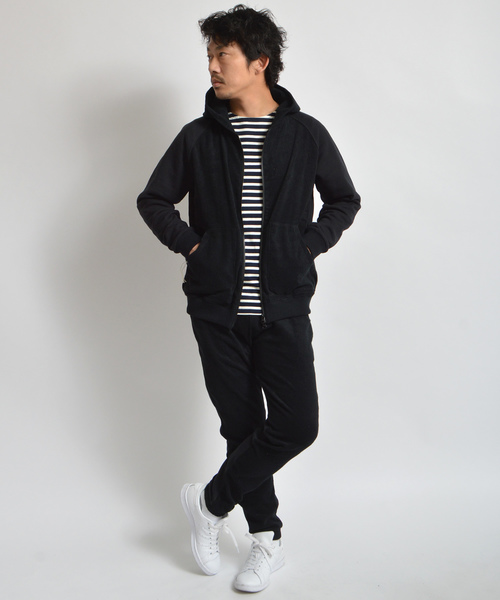 THING FABRICS（シングファブリックス）の「tHING FABRICS/シングファブリックス Switching CORDURA Zip Hoodie (Short Pile)（パーカー・メンズ・ブラック/ネイビー・M/L）」の7枚目の写真
