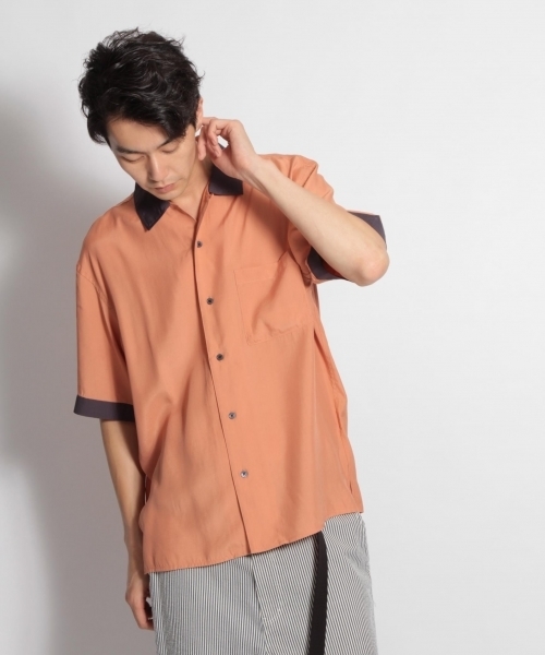 niko and...（ニコアンド）の「バイカラーオープンカラーシャツ（シャツ/ブラウス・メンズ・ネイビー/オレンジ/カーキ・MEDIUM/LARGE）」の3枚目の写真