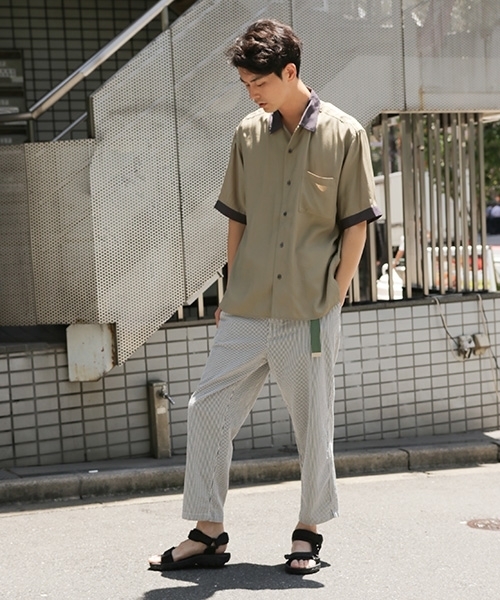 niko and...（ニコアンド）の「バイカラーオープンカラーシャツ（シャツ/ブラウス・メンズ・ネイビー/オレンジ/カーキ・MEDIUM/LARGE）」の4枚目の写真