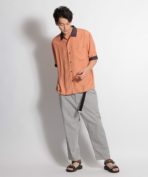 niko and...（ニコアンド）の「バイカラーオープンカラーシャツ（シャツ/ブラウス・メンズ・ネイビー/オレンジ/カーキ・MEDIUM/LARGE）」の7枚目の写真