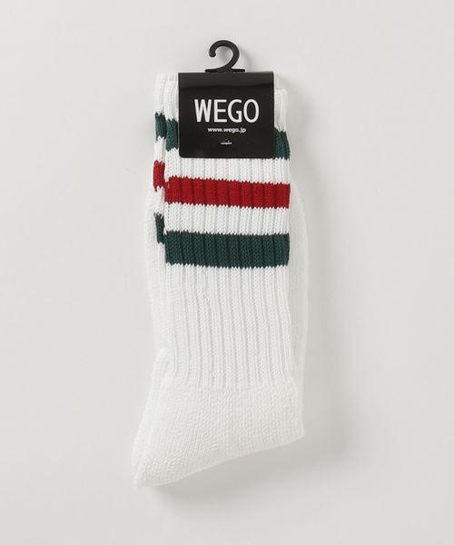 WEGO（ウィゴー）の「WEGO/ベーシックラインソックス（ソックス/靴下・メンズ・オレンジ/イエロー/ブラック/グリーン系その他/ホワイト・FREE）」の3枚目の写真