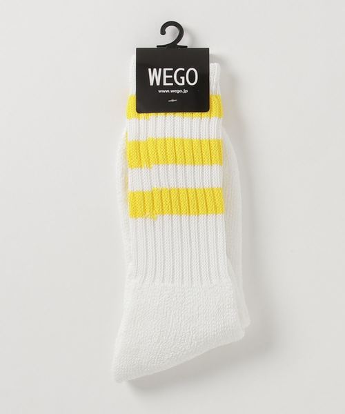 WEGO（ウィゴー）の「WEGO/ベーシックラインソックス（ソックス/靴下・メンズ・オレンジ/イエロー/ブラック/グリーン系その他/ホワイト・FREE）」の4枚目の写真
