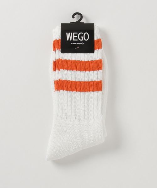 WEGO（ウィゴー）の「WEGO/ベーシックラインソックス（ソックス/靴下・メンズ・オレンジ/イエロー/ブラック/グリーン系その他/ホワイト・FREE）」の5枚目の写真