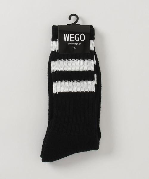 WEGO（ウィゴー）の「WEGO/ベーシックラインソックス（ソックス/靴下・メンズ・オレンジ/イエロー/ブラック/グリーン系その他/ホワイト・FREE）」の2枚目の写真