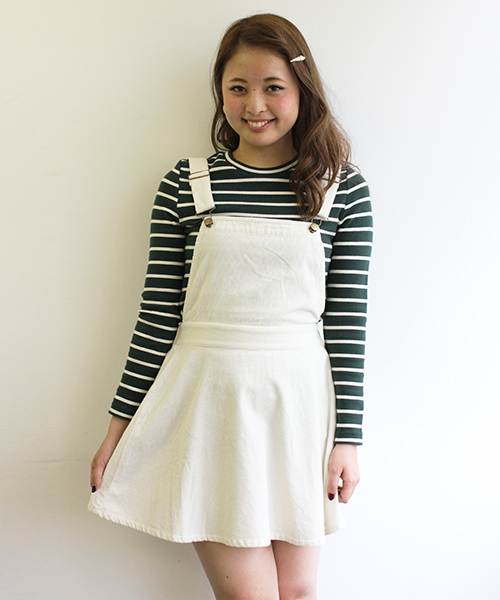 Chico（チコ）の「コーデュロイサロペットSK（スカート・レディース・ブラック/アイボリー/カーキ・FREE）」の9枚目の写真