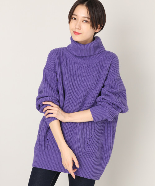 LOWRYS FARM（ローリーズファーム）の「アゼタートルチュニック　818844（ニット/セーター・レディース・ブラック/ベージュ/パープル/アイボリー・FREE）」の4枚目の写真