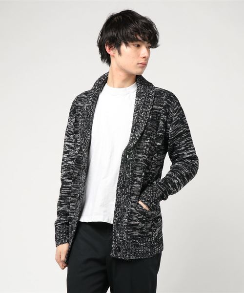 Bling Leads（ブリングリーズ）の「【Bk】【Bling Leads】ニットショールカーデ（カーディガン/ボレロ・メンズ・チャコールグレー/ブラック/ブラックミックス/杢グレー/ワイン/ネイビー/ベージュ・MEDIUM/LARGE/X-LARGE）」の3枚目の写真