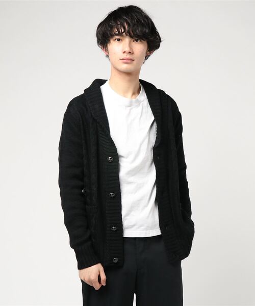 Bling Leads（ブリングリーズ）の「【Bk】【Bling Leads】ニットショールカーデ（カーディガン/ボレロ・メンズ・チャコールグレー/ブラック/ブラックミックス/杢グレー/ワイン/ネイビー/ベージュ・MEDIUM/LARGE/X-LARGE）」の11枚目の写真