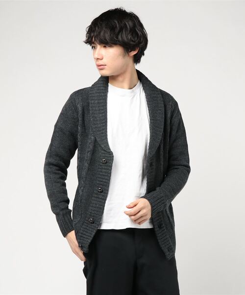 Bling Leads（ブリングリーズ）の「【Bk】【Bling Leads】ニットショールカーデ（カーディガン/ボレロ・メンズ・チャコールグレー/ブラック/ブラックミックス/杢グレー/ワイン/ネイビー/ベージュ・MEDIUM/LARGE/X-LARGE）」の13枚目の写真