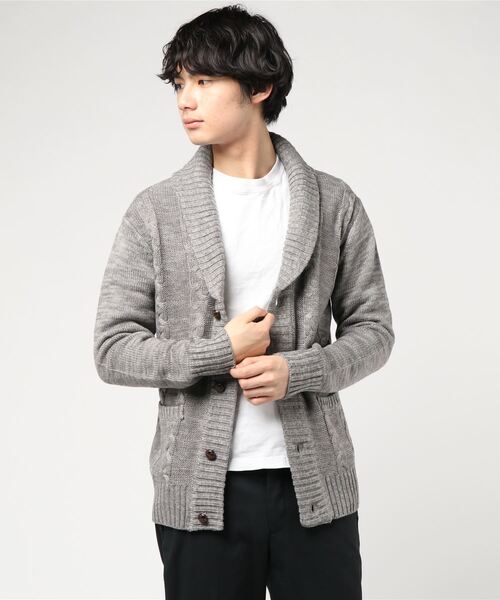 Bling Leads（ブリングリーズ）の「【Bk】【Bling Leads】ニットショールカーデ（カーディガン/ボレロ・メンズ・チャコールグレー/ブラック/ブラックミックス/杢グレー/ワイン/ネイビー/ベージュ・MEDIUM/LARGE/X-LARGE）」の14枚目の写真