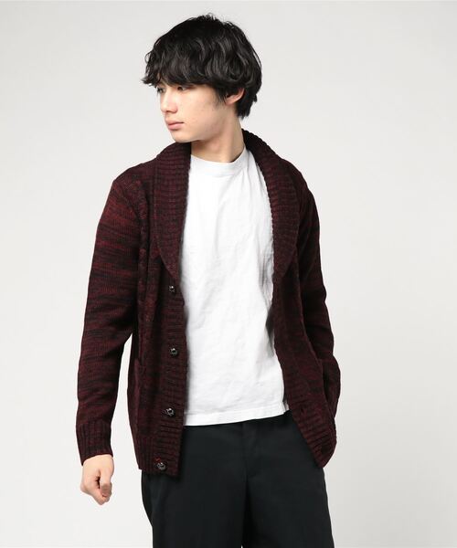 Bling Leads（ブリングリーズ）の「【Bk】【Bling Leads】ニットショールカーデ（カーディガン/ボレロ・メンズ・チャコールグレー/ブラック/ブラックミックス/杢グレー/ワイン/ネイビー/ベージュ・MEDIUM/LARGE/X-LARGE）」の17枚目の写真