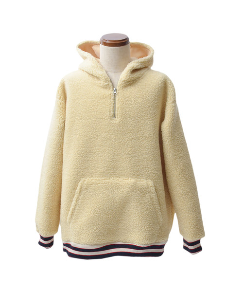 MinoriTY(マイノリティ)の「ボア素材リブラインハーフZIPパーカー(パーカー・メンズ・ブルー/モカ/クリーム/ブラック・L/XL/M)」の13枚目の写真