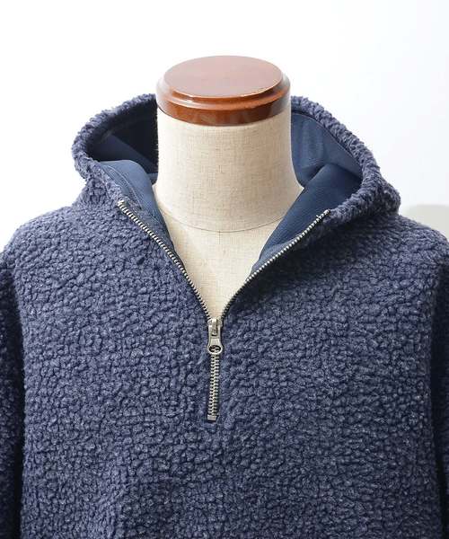 MinoriTY(マイノリティ)の「ボア素材リブラインハーフZIPパーカー(パーカー・メンズ・ブルー/モカ/クリーム/ブラック・L/XL/M)」の6枚目の写真