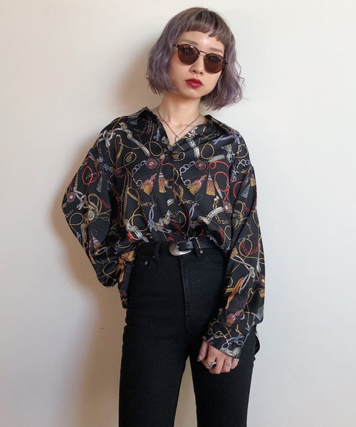 PAGEBOY（ページボーイ）の「チェーンプリントBIGシャツ（シャツ/ブラウス・レディース・ブラック/グリーン/ホワイト・FREE）」の22枚目の写真