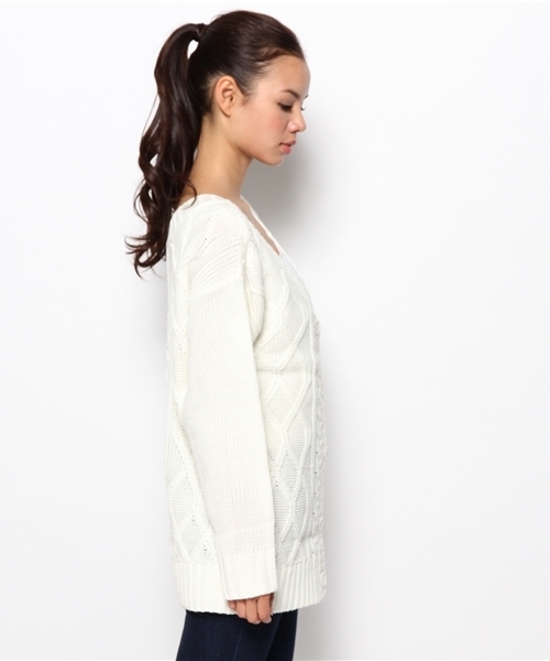 LOVE BOAT（ラブ・ボート）の「2WAY ケーブルチュニック（チュニック・レディース・ホワイト系/ベージュ系/グレー系・FREE）」の5枚目の写真