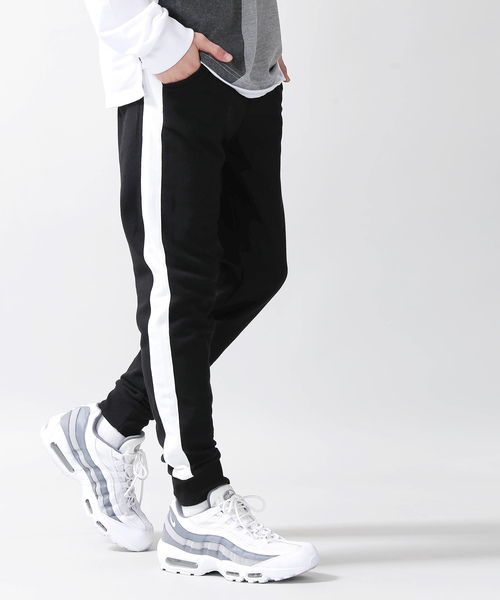 WEGO（ウィゴー）の「WEGO/裏毛ラインジョガーパンツ（スウェットパンツ・メンズ・ブラック/杢グレー・SMALL/MEDIUM/LARGE）」の2枚目の写真