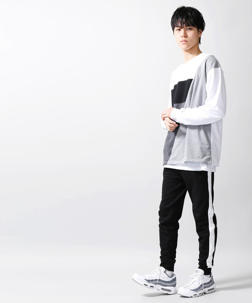 WEGO（ウィゴー）の「WEGO/裏毛ラインジョガーパンツ（スウェットパンツ・メンズ・ブラック/杢グレー・SMALL/MEDIUM/LARGE）」の5枚目の写真