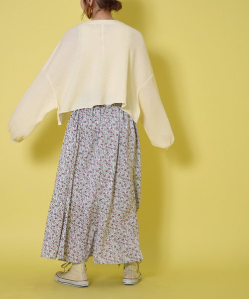 w closet(ダブルクローゼット)の「ワッフルワイドクロップドプルオーバー(Tシャツ/カットソー・レディース・アイボリー/ラベンダー/グリーン系その他・FREE)」の17枚目の写真