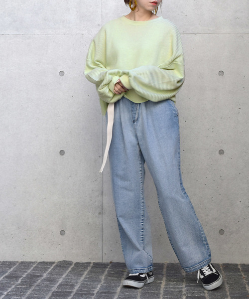 w closet(ダブルクローゼット)の「ワッフルワイドクロップドプルオーバー(Tシャツ/カットソー・レディース・アイボリー/ラベンダー/グリーン系その他・FREE)」の22枚目の写真