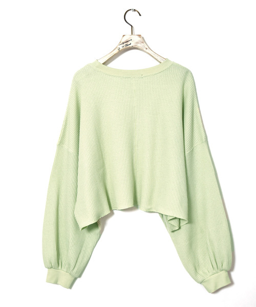w closet(ダブルクローゼット)の「ワッフルワイドクロップドプルオーバー(Tシャツ/カットソー・レディース・アイボリー/ラベンダー/グリーン系その他・FREE)」の6枚目の写真