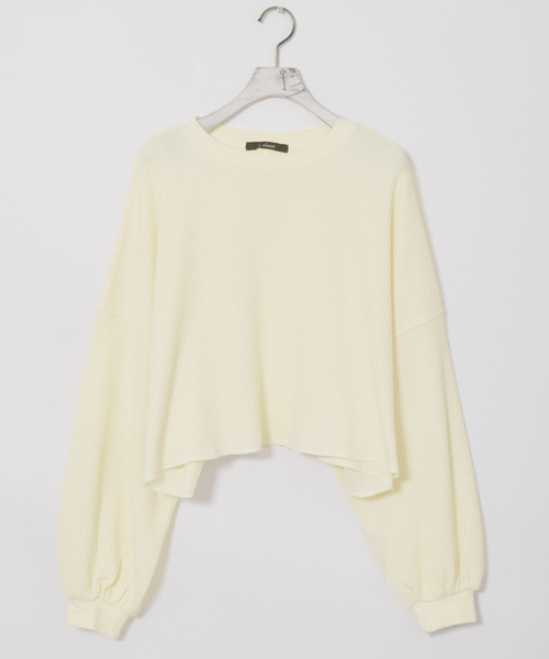 w closet(ダブルクローゼット)の「ワッフルワイドクロップドプルオーバー(Tシャツ/カットソー・レディース・アイボリー/ラベンダー/グリーン系その他・FREE)」の16枚目の写真